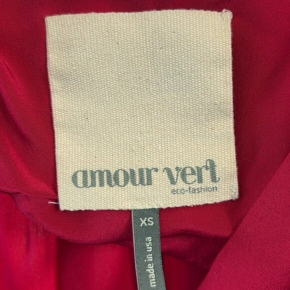 Amour Vert red/pink sleeveless wrap silk dress size XS - Picture 3 of 3